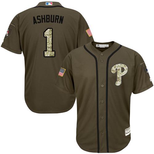 Phillies #1 Richie Ashburn Green Salute to Service Stitched MLB Jersey - Click Image to Close